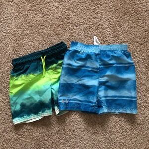 Boys Under Armour cat and Jack Swim trunks lot of 2 drawstring